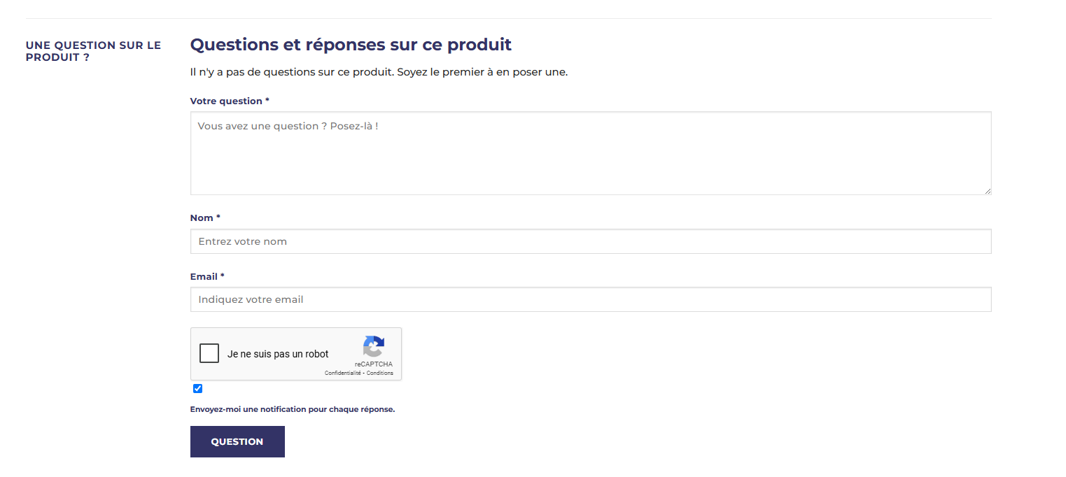 question produit